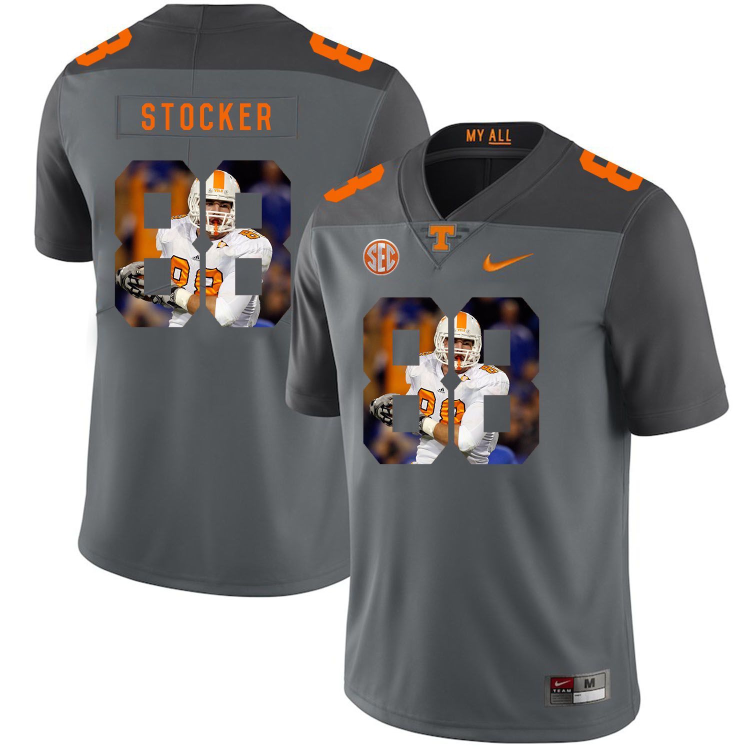 Men Tennessee Volunteers #88 Stocker Grey Fashion Edition Customized NCAA Jerseys